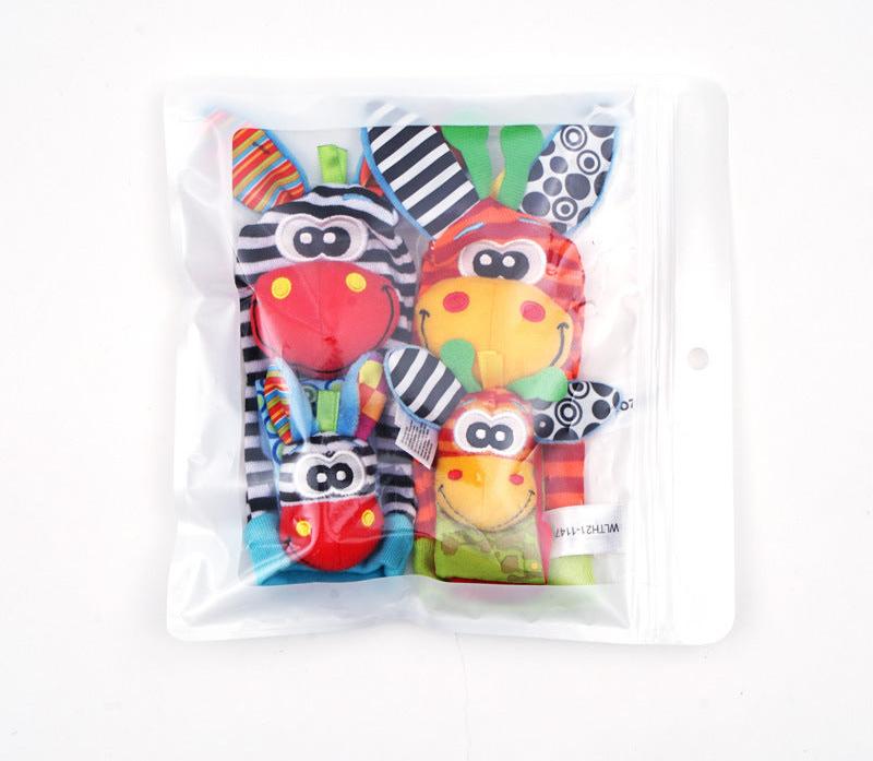 Chaussettes et bracelets hochets — Zèbre et girafe — détails
