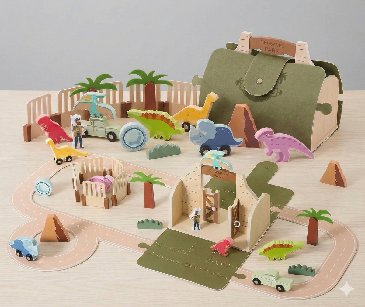 Coffret de jeu en bois — les dinosaures — vue principale