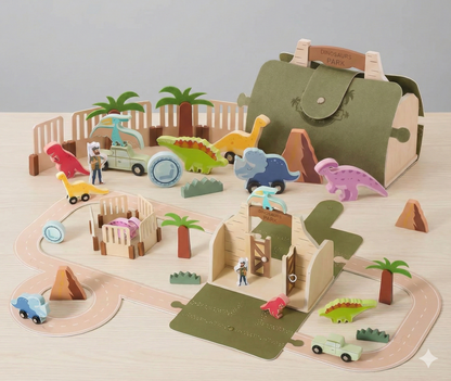 Coffret de jeu en bois — les dinosaures — vue principale