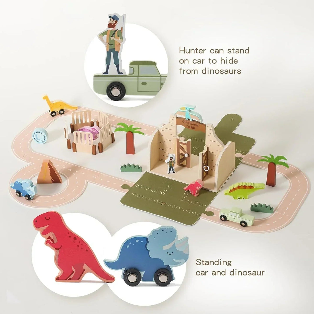 Coffret de jeu en bois — les dinosaures — détails
