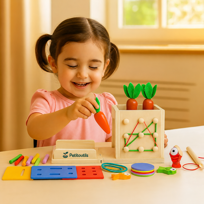 Cube d’activités en bois 6 en 1 — Petitoutils