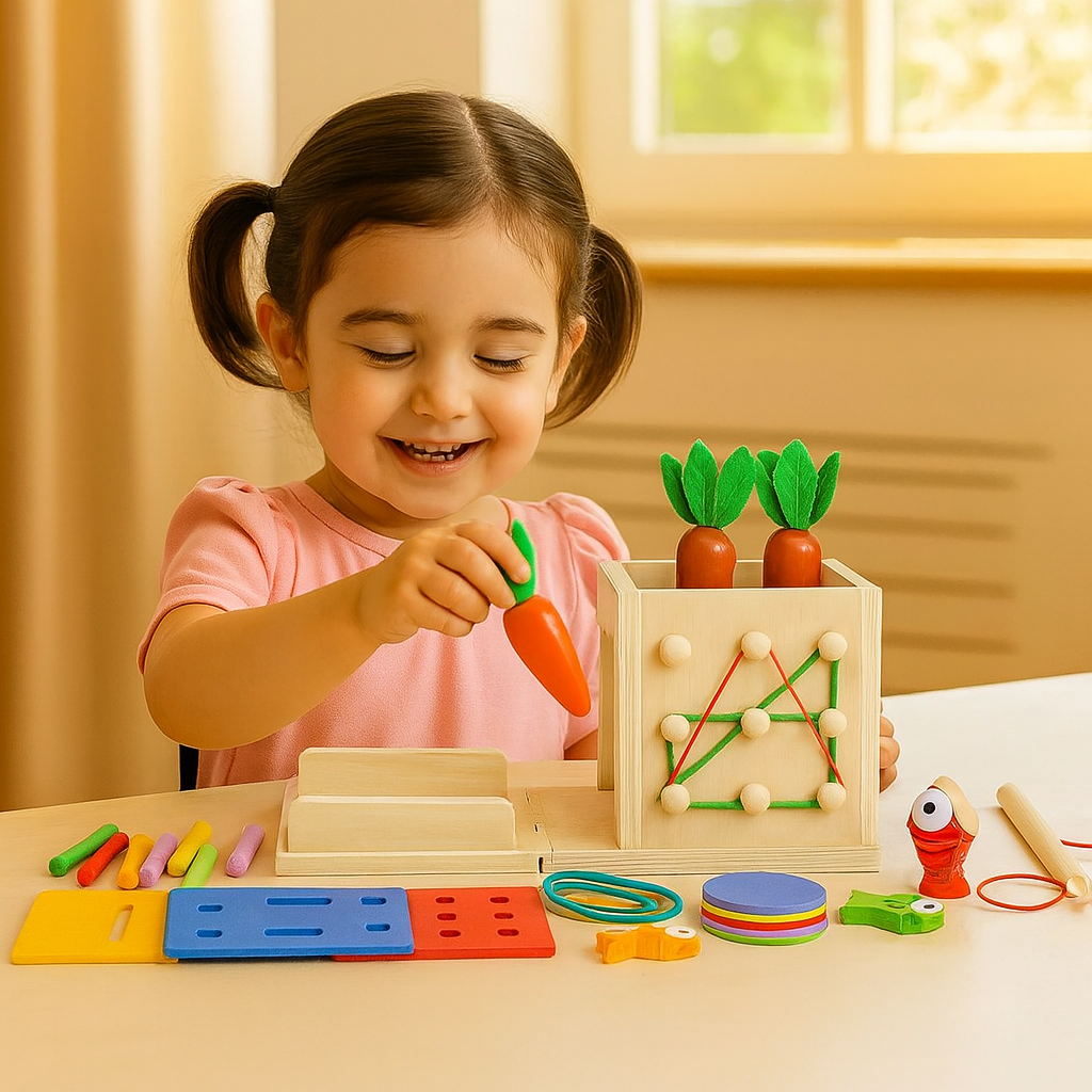 Cube d’activités en bois 6 en 1 — vue principale