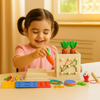 Cube d’activités en bois 6 en 1 — vue principale