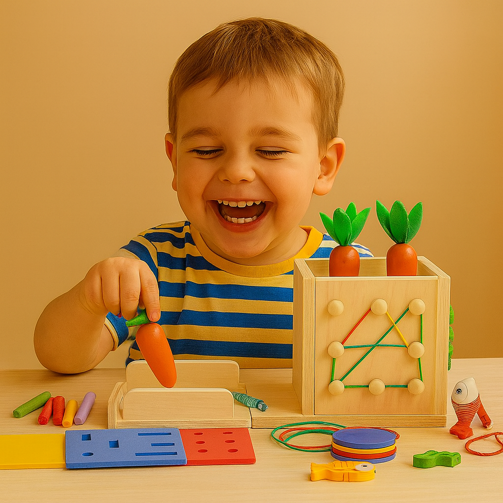 Cube d’activités en bois 6 en 1 — détails