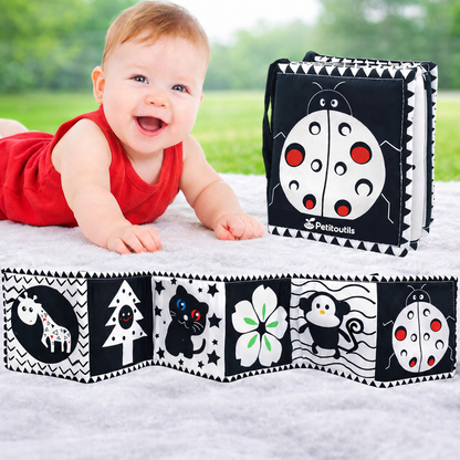 Livre d’éveil à contrastes pour bébé — Coccinelle — Petitoutils